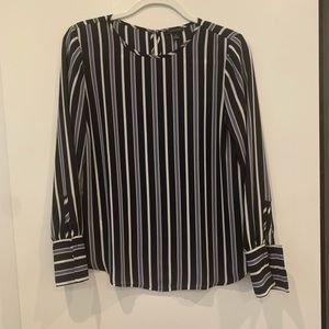 Navy and white striped work blouse